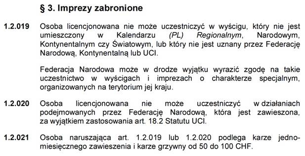 Bądź czujnym albo szykuj franki! (UCI 1.2.019)